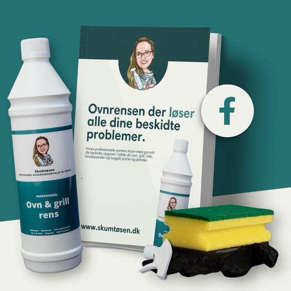 Skumtøsens intropakke med ovnrens og alt udstyr du skal bruge for at rengøre din ovn, grill, bradepander, gryder, og pander