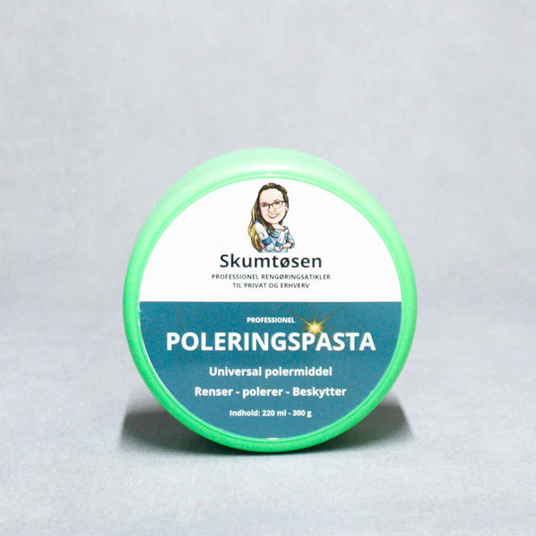 Skumtøsens poleringspasta 300 g i grøn bøtte – universal polermiddel til rustfrit stål, krom og metal